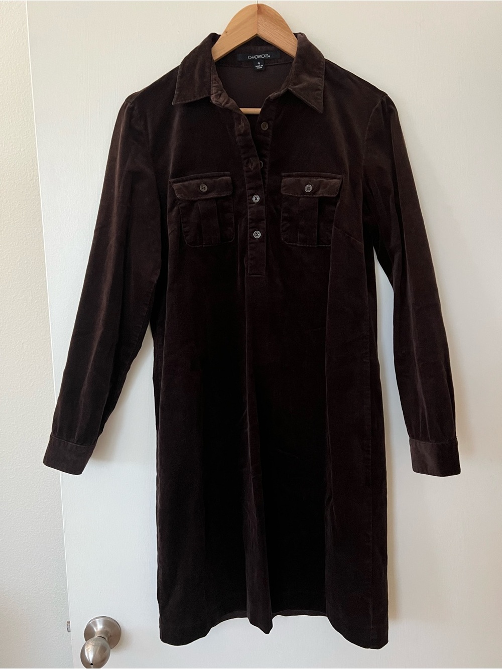 Chadwicks 98% Cotton Corduroy Midi Shirt Dress